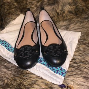 Black leather Mini Miller Tory Burch ballet flats